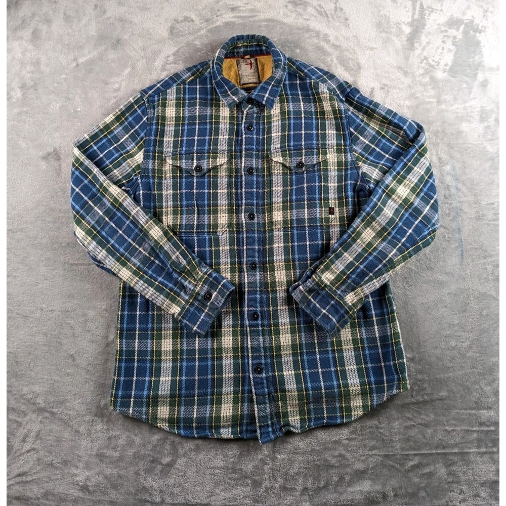 Relwen Shirt Mens 2XL Brushed Flannel Blanket Tartan Button Up Heavy Long Sleeve